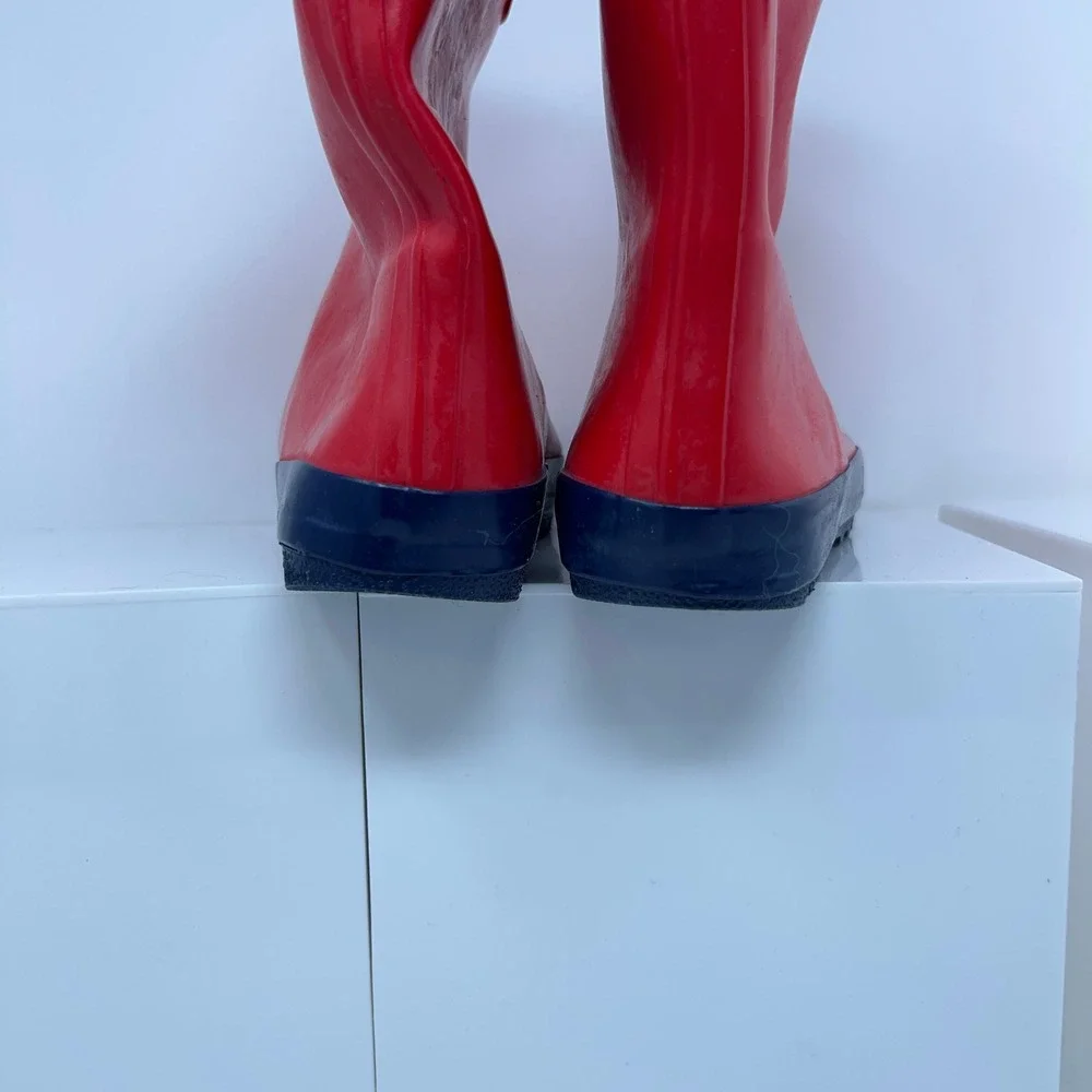 Lone Cone Kids Size 3 Red Navy Blue Waterproof Rubber Rain Boots New